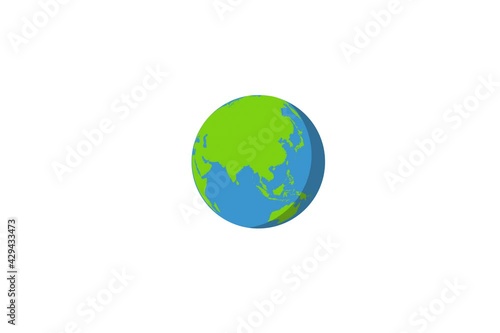 Spinning Earth. Flat design spinning Earth isolated on white. Animation of planet Earth.