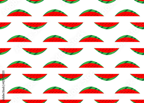 Slice of watermelon on a white background. Seamless texture.