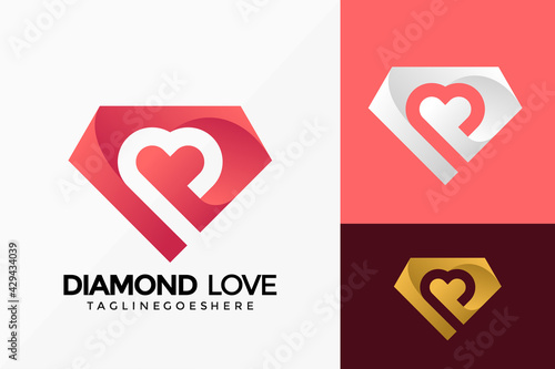 Premium Luxury Diamond Love Logo Vector Design. Abstract emblem, designs concept, logos, logotype element for template.