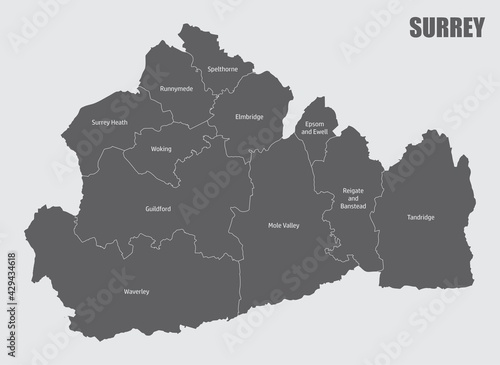 Surrey county administrative map photo