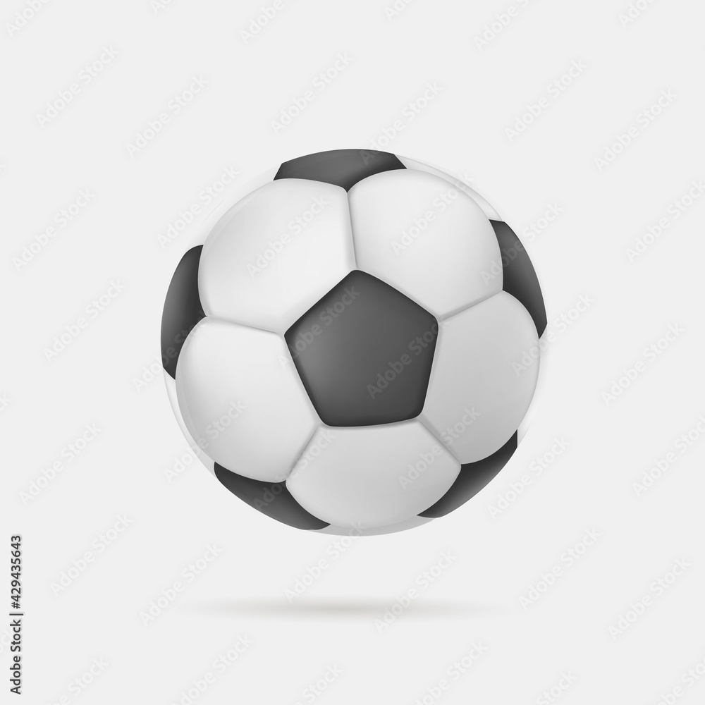 3d illustration of football or soccer ball hanging in the air, isolated realistic vector graphic 3d illustration of football or soccer ball hanging in the air, isolated realistic vector graphic