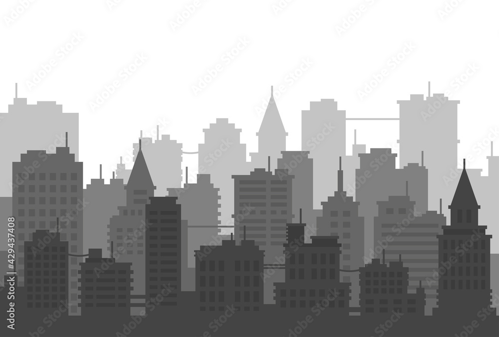 City Skyline on White Background. Urban Landscape Vector