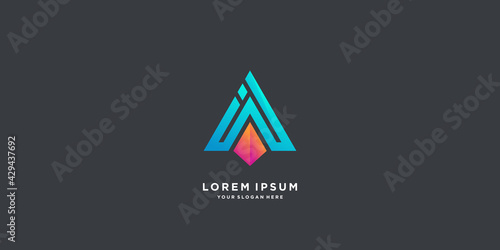Monogram logo design initial letter A with creative gradient concept part six