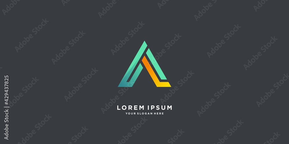 Monogram logo design initial letter A with creative gradient concept part ten Monogram logo design initial letter A with creative gradient concept part ten