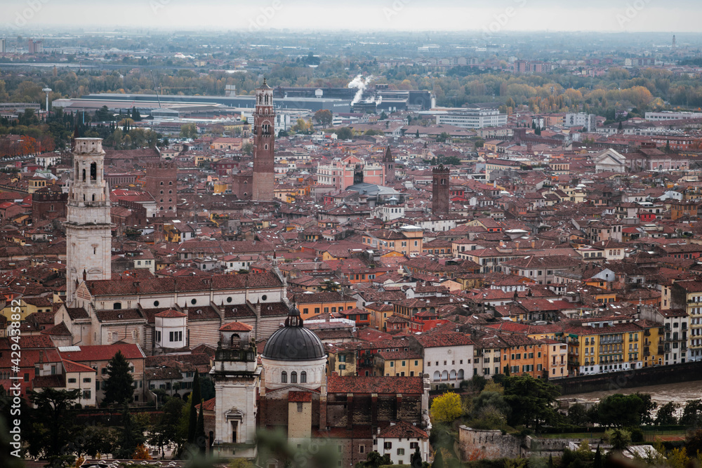 Verona panoramic view from the high hill, Italy