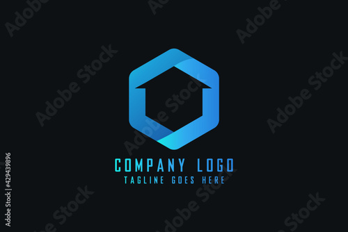 simple modern home house real estate logo design vector illustration. Real estate house logo isolated on dark background
