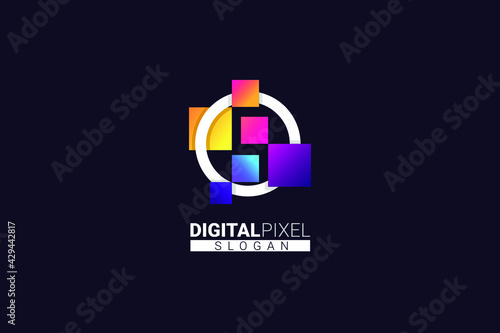 vector art multicolor gradient film pixel modern business logo design template