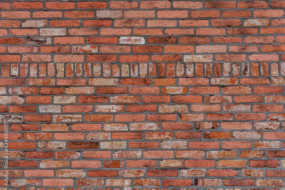 Fototapeta premium czerwona ściana budynku z cegły, budynek z cegły, tło z cegły 