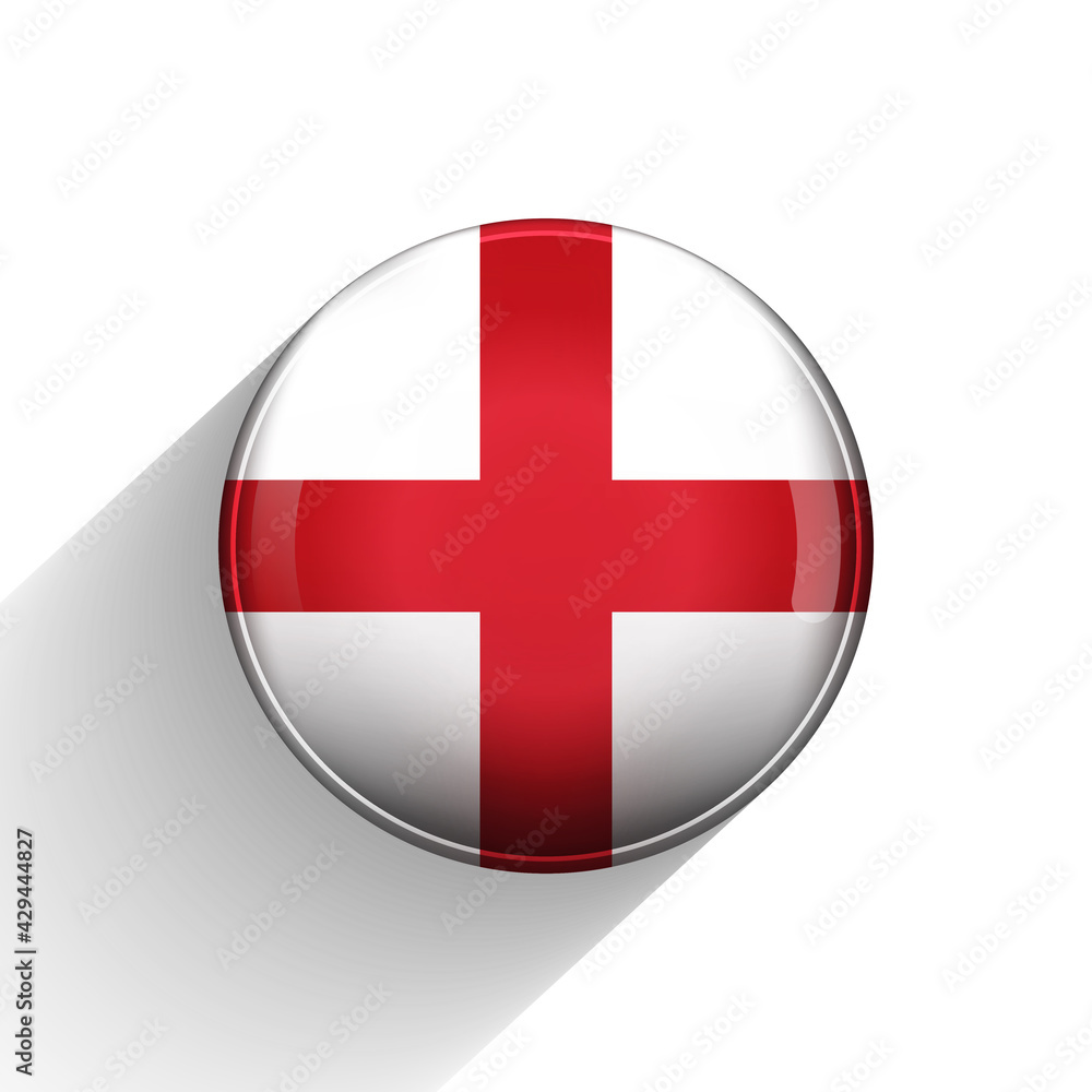 Glass light ball with flag of England. Round sphere, template icon. English national symbol. Glossy realistic ball, 3D abstract vector illustration highlighted on a white background. Big bubble Glass light ball with flag of England. Round sphere, template icon. English national symbol. Glossy realistic ball, 3D abstract vector illustration highlighted on a white background. Big bubble