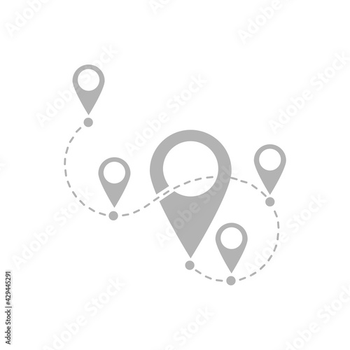 path icon with multiple marks, vector illustration