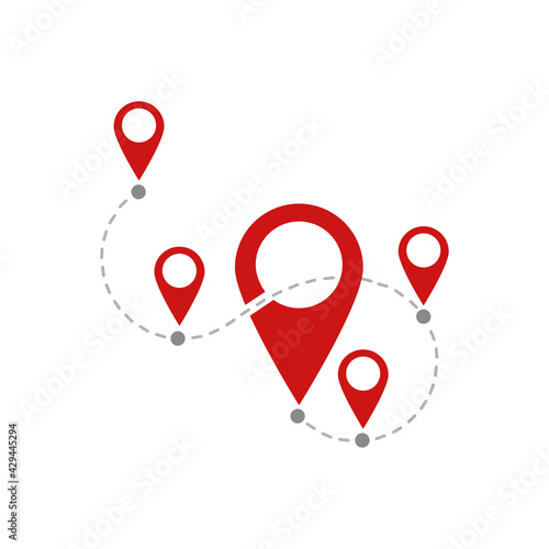 path icon with multiple marks, vector illustration