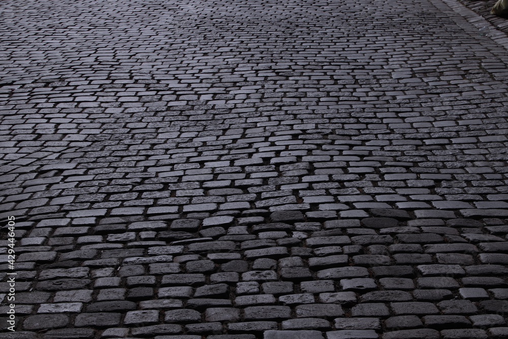 Night cobblestone in Germany, stone street