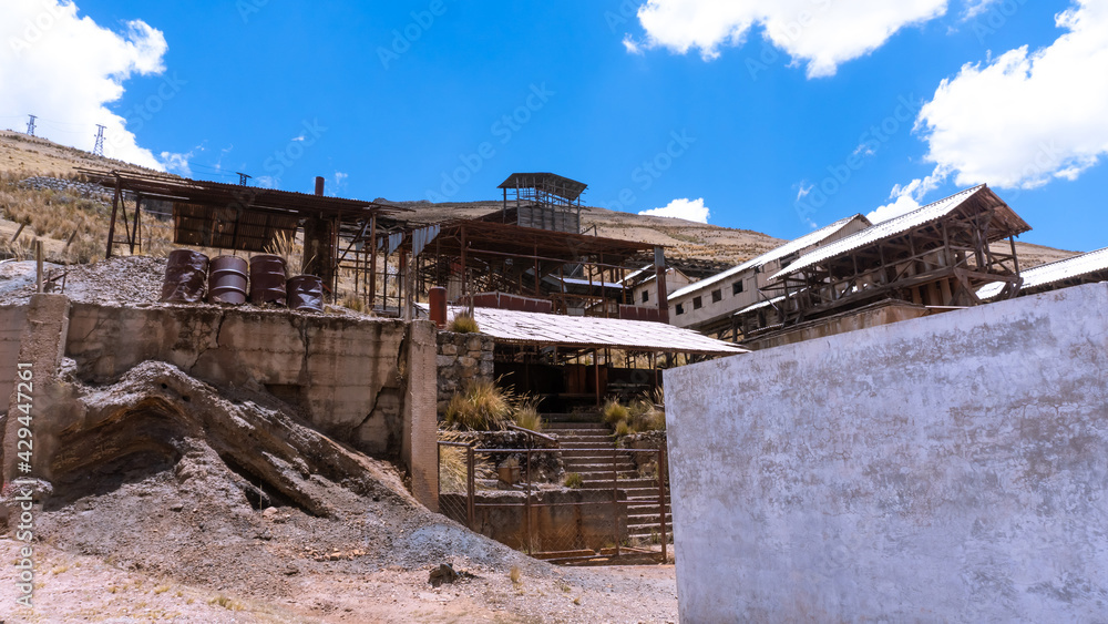 old colonial mine called mina santa barbara, located in peru near at the city of Huancavelica