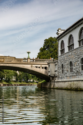 Beautiful canal in the city centre in Ljubljana, Slovenia