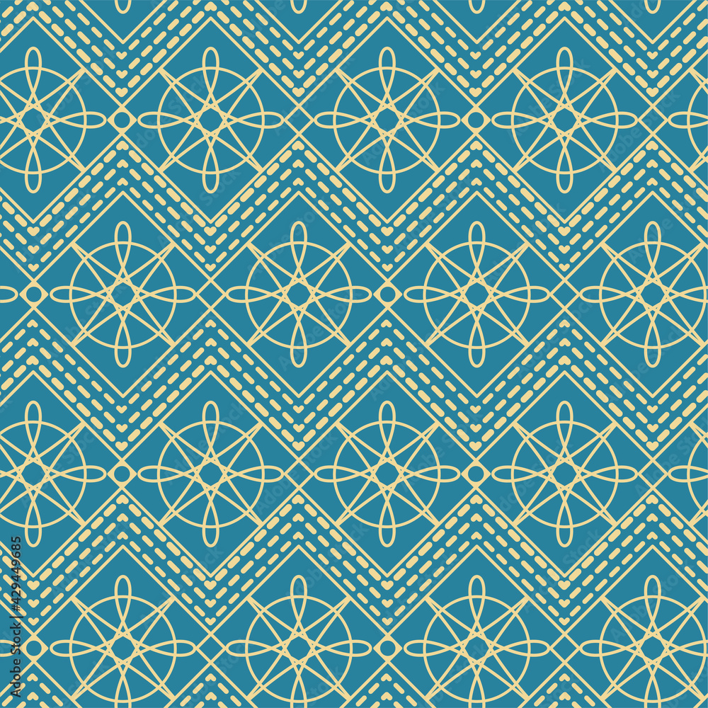 Seamless vector pattern. The pattern consists of circles, rhombuses, squares, dotted lines, zigzags, loops. Seamless vector pattern. The pattern consists of circles, rhombuses, squares, dotted lines, zigzags, loops.