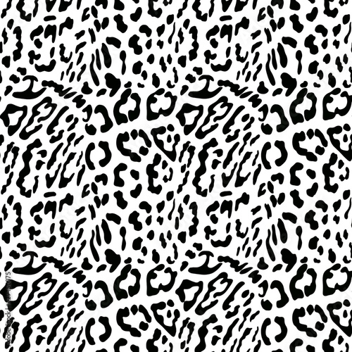 abstract seamless pattern of snow leopard or ounce predatory print. Modern animal fur fashion background. Realistic Leopard monochrome print. Exotic wild animal skin pattern for textile, decor