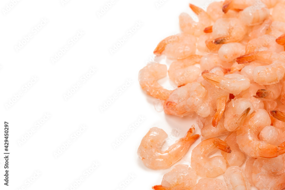 Frozen shrimps background. Top view. Frozen shrimps background. Top view.