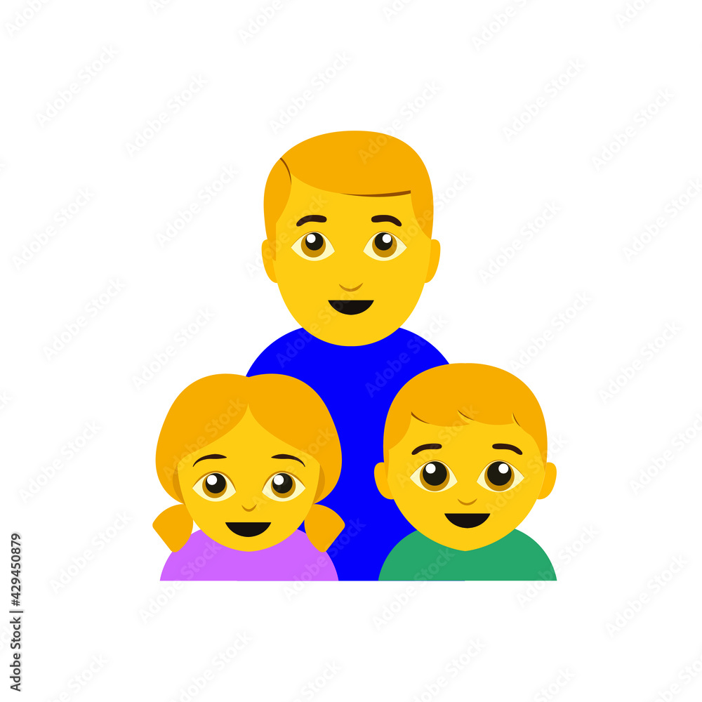 Single parent family with two kids boy and girl emoji vector Single parent family with two kids boy and girl emoji vector