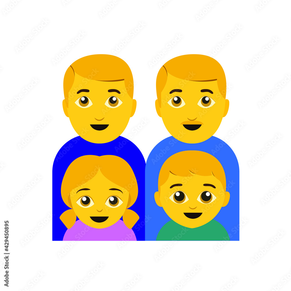Family emoji vector two fathers two children girl and a boy queer Family emoji vector two fathers two children girl and a boy queer