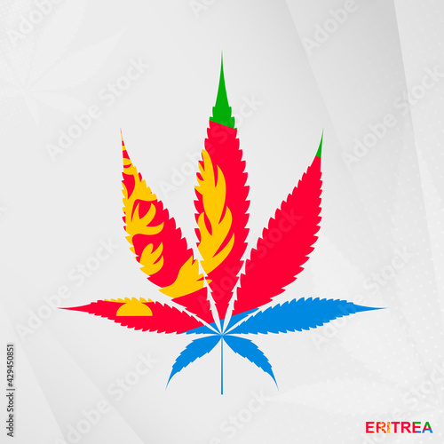 Flag of Eritrea in Marijuana leaf shape. The concept of legalization Cannabis in Eritrea.