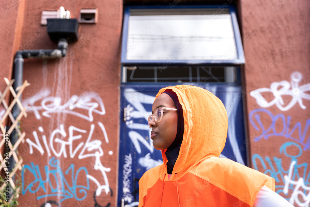 Black Muslim woman runner Stock Photo | Adobe Stock