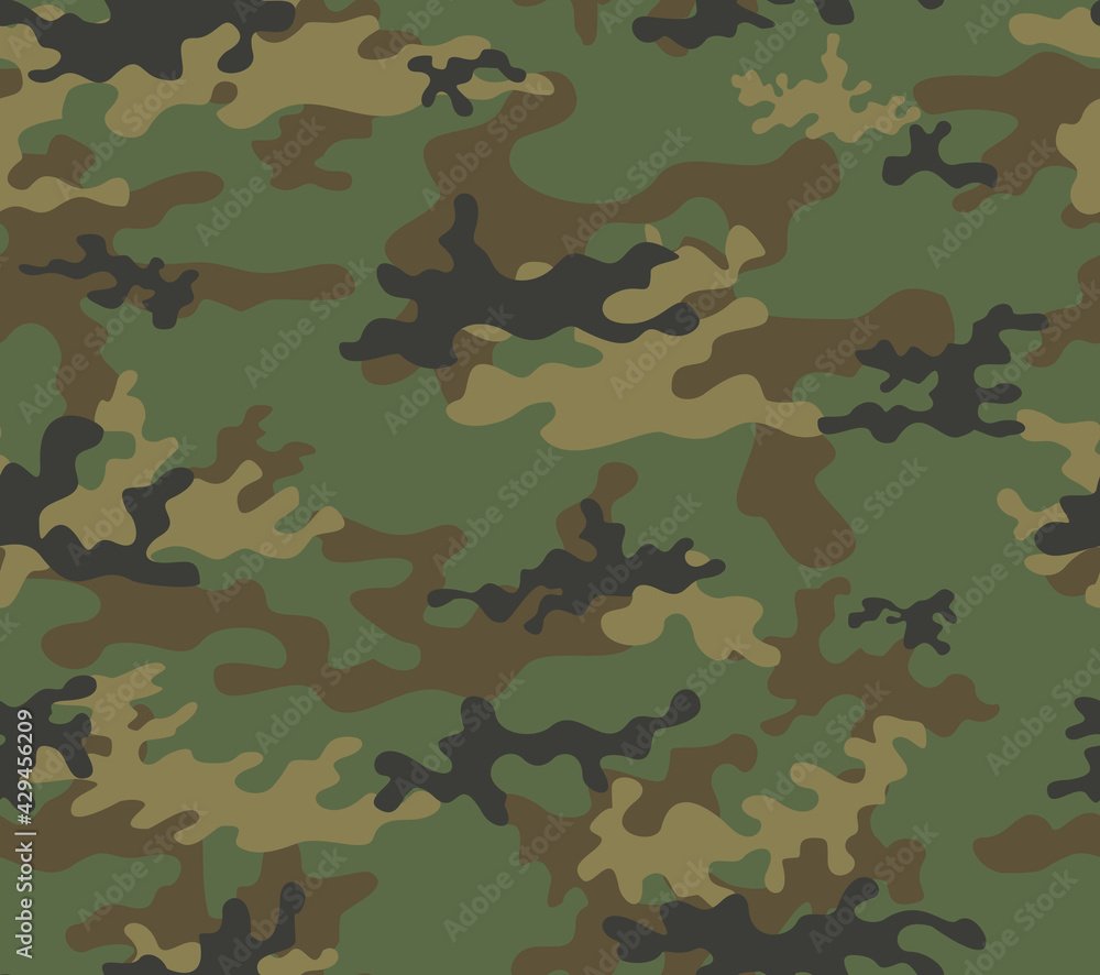 Fototapeta premium Vector seamless army camo, classic texture for printing clothes, fabric.