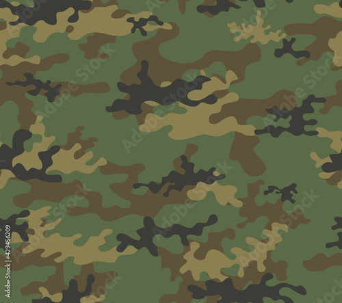 Vector seamless army camo, classic texture for printing clothes, fabric.