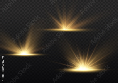 Star explosion, yellow glow lights sun rays.