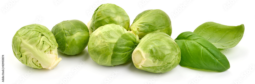 Fresh green Brussels sprouts, isolated on white background. High resolution image Fresh green Brussels sprouts, isolated on white background. High resolution image