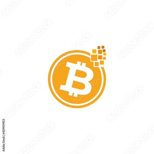 Digital Bitcoin logo icon  Bitcoin Cryptocurrency logo vector template isolated in white background