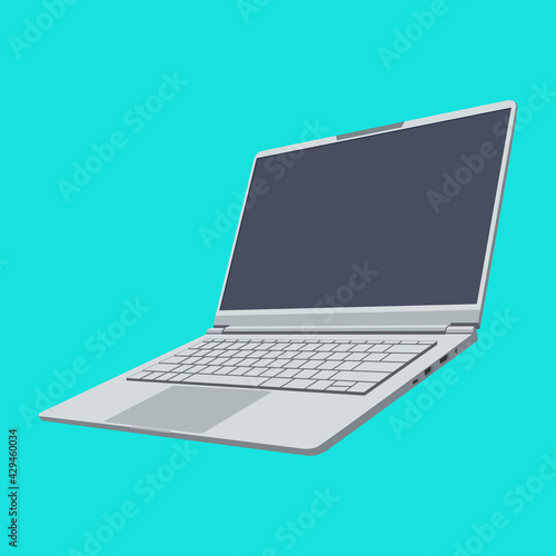laptop with blank screen, gray color 