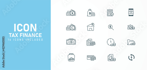 Flat line icon set pension payment deposit fund investment vector illustration tax finance outline conveys high savings such as savings expenditure bill scan finance business