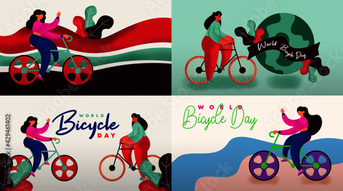 World bicycle day background illustration vector.