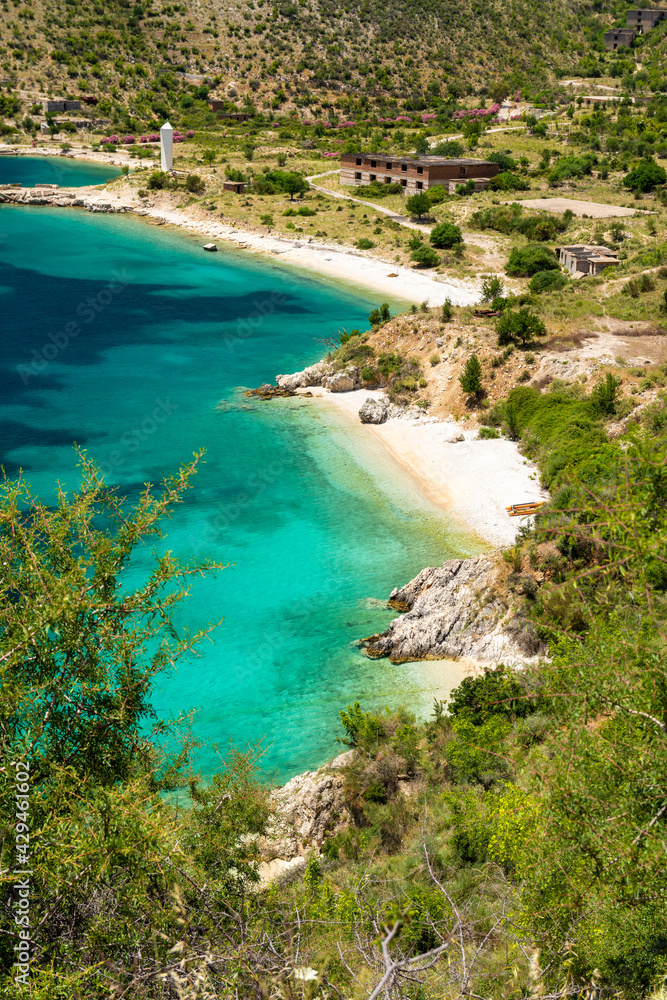 paradise beach in Porto Palermo near Himare in Albania