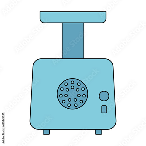 Meat grinder icon. Grinding pork, beef, chicken and others. Vector illustration in flat line style on a white isolated background.
