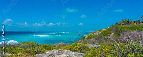 Isla Mujeres South Point Punta Sur Cancun Mexico Island turquoise water and rocky coastline