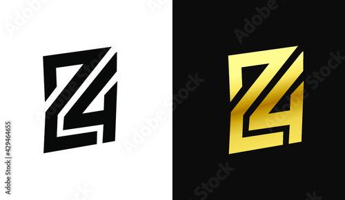 24 logo vector illustration, two and four logo on the black and white artboard