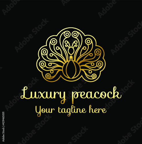 peacock logo design vector for company for beauty salon, spa, wellness. peacock luxury logo