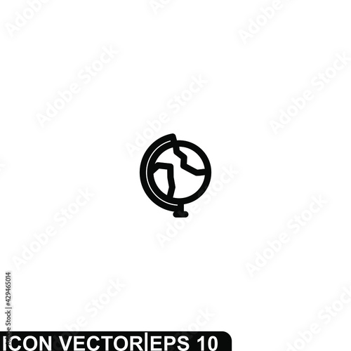 Simple Icon Globe Vector Illustration Design. Outline Style, Black Solid Color.