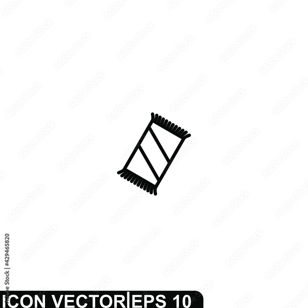 Fototapeta premium Simple Icon Prayer Mat Vector Illustration Design. Outline Style, Black Solid Color.