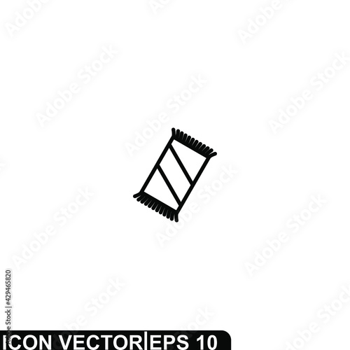Simple Icon Prayer Mat Vector Illustration Design. Outline Style, Black Solid Color.