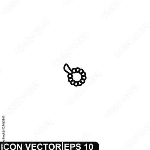 Simple Icon Prayer Beads Vector Illustration Design. Outline Style, Black Solid Color.