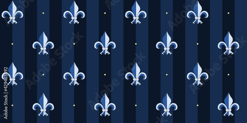Fleur de Lys Seamless Pattern Navy Blue