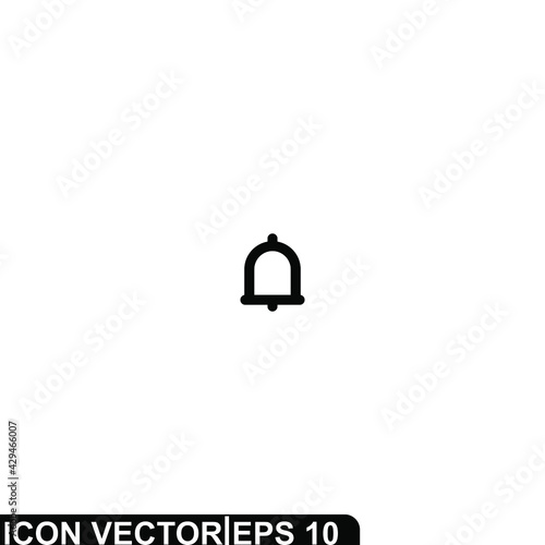 Simple Icon Bell Vector Illustration Design. Outline Style, Black Solid Color.