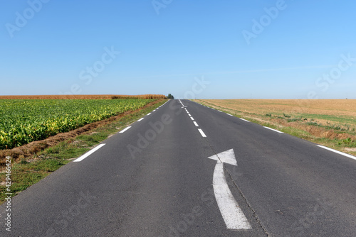 Country road in Ile-De-France region. Maisoncelles-en-Brie village