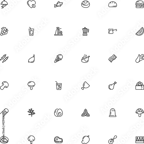 icon vector icon set such as: pistachio, cheesecake, cultivation, shape, emblem, poisonous, machine, production, cone, sausage, flame, full, winery, creamy, circle, sweets, sowbelly, cover, vine