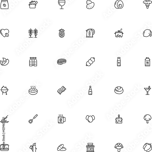 icon vector icon set such as  knife  cheeseburger  reservoir  boiled  tank  rasher  clean  spike  toast  mixer  electric  collection  butcher  orange pore fungus  citrus  fast  vegetarian food  berry