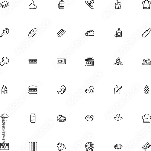 icon vector icon set such as: coffee, symbols, wooden, mushrooms, retail, juice, butcher, autumn, officinalis, citrus, sesame, raw, seasoning, ananas, shiitake, protein, costume, boletus, maker, soda