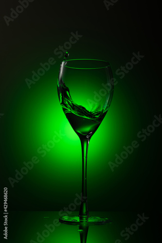 Glass on a green background