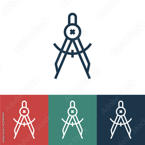 Line icon compasses for drawing